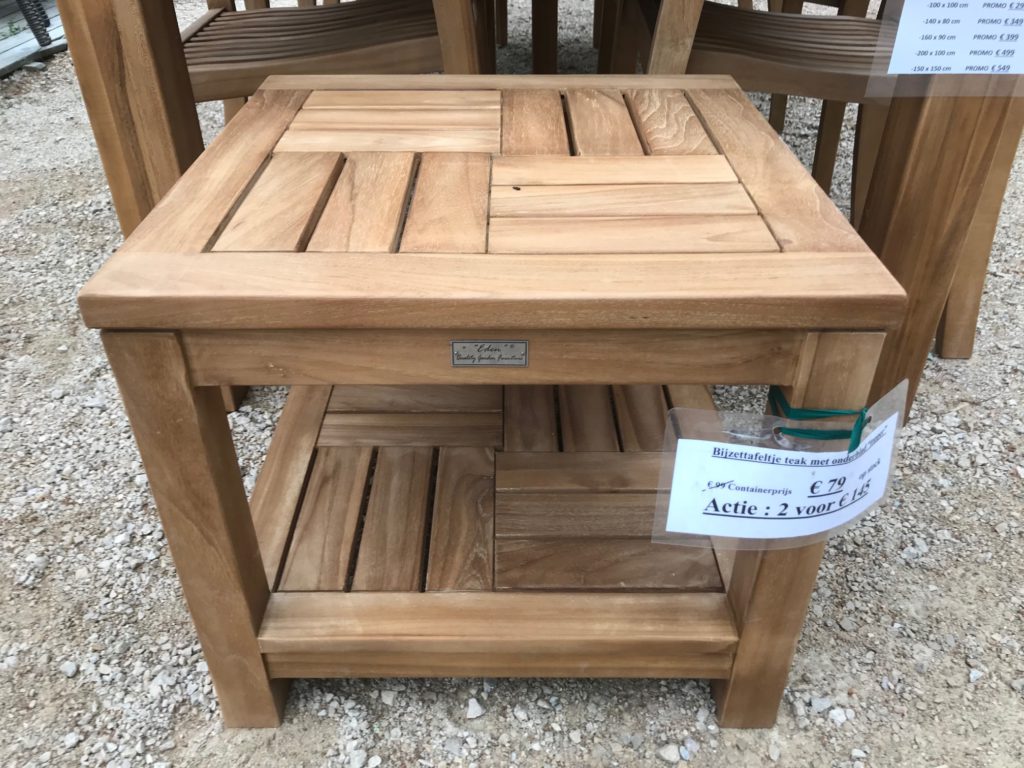 BIJZETTAFELTJE TEAK MET ONDERBLAD De tuin van Eden