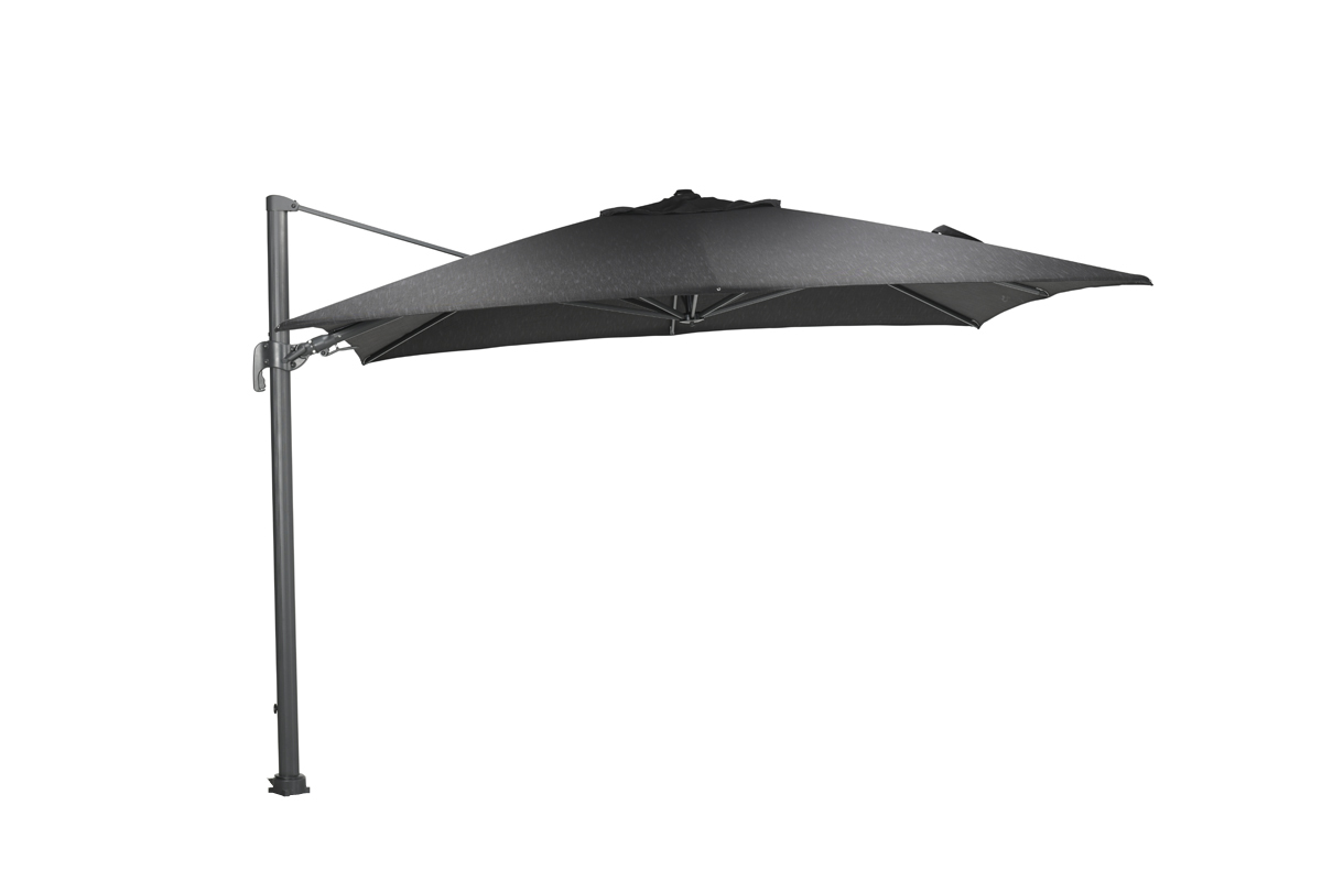 Aluminium zwevende parasol donkergrijs extra stevig 350 x cm. - De tuin van