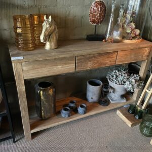 muurtafel rustiek teakhout in 2 afmetingen   "topper"